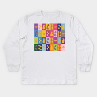 Chanukah Smorgasbord - Pinks Pop Art Grid Kids Long Sleeve T-Shirt